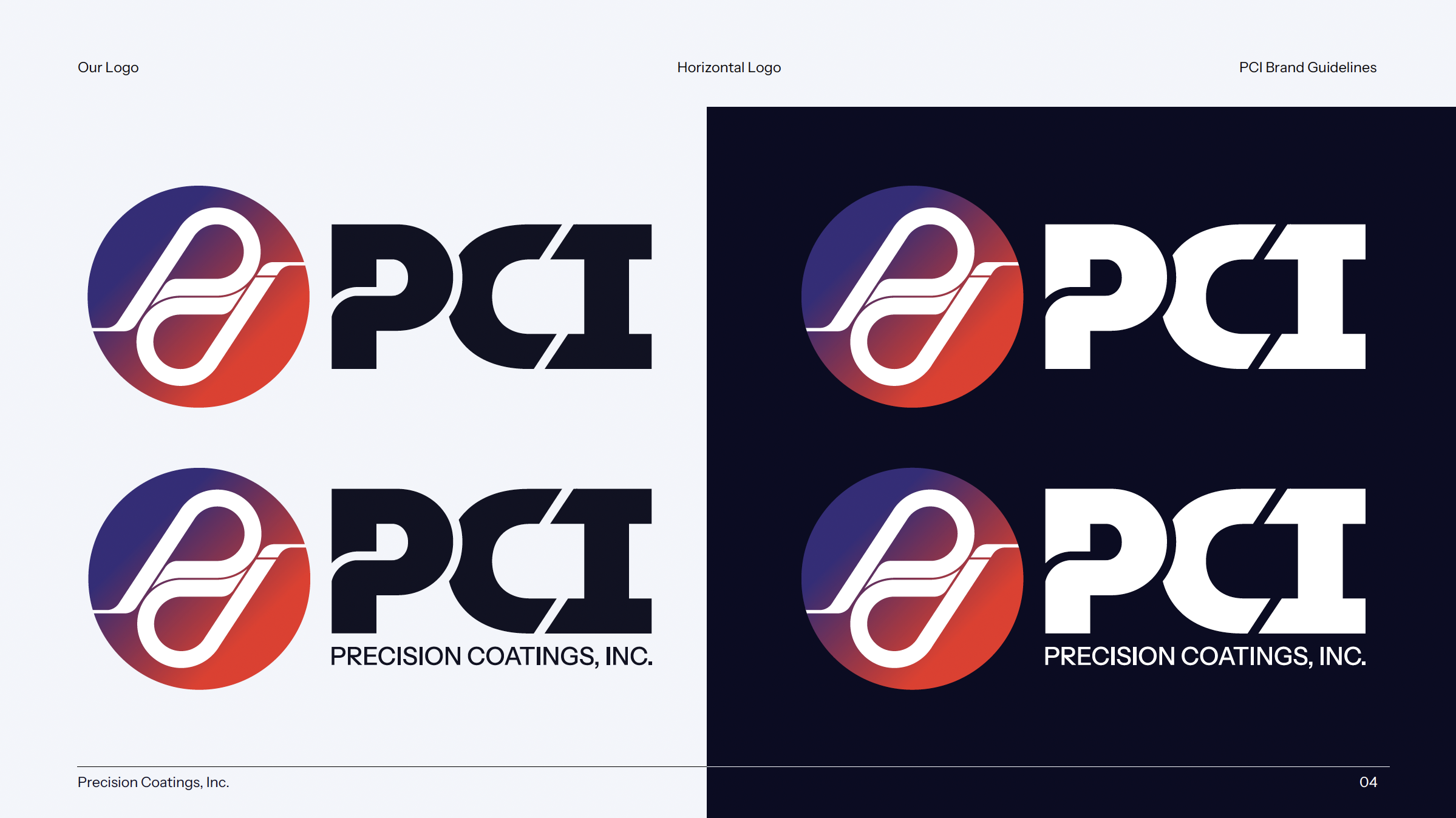PCI horizontal logo lockups on light and dark